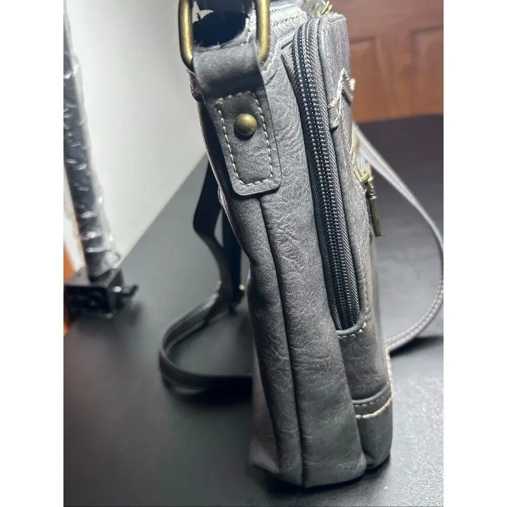 Born Concepts (BOC) Faux Leather Crossbody Bag in Gray Handbag - Picture 6 of 14